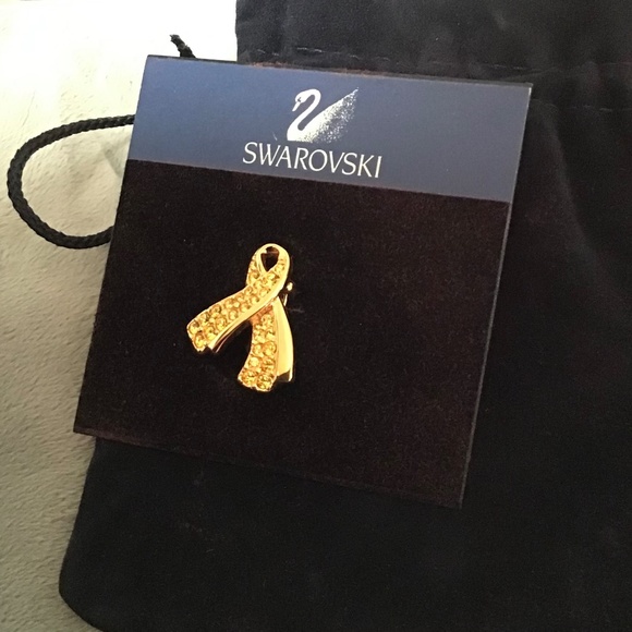 NWOT 🤩 Swarovski Crystal 💛 Support the Troops Yellow Ribbon 💛 Pin-Broach - Picture 3 of 5